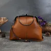 Totes Form Retro Handmade Totem Women Bag 2024 Genuine Leather Hasp Shoulder Bags First Layer Cowhide Leisure Female Handbag