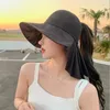 Basker solhattar för kvinnor mode koreanskt skydd visir hatt andas hink hink gorras bred brim strand