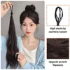 Synthetic Wigs Long Wavy Braided Ponytail Headbands Women Synthetic Wigs With Rubber Bands Curly Straight Ponytail Elastic Hair Ring 240329