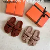 Designer Sandals Chypres Sandals Gaoding 2024 New Mao Tuo Teddy Wool Velcro Flat Bottom Thick Sole External Wearing Second Uncle Female