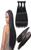 Человеческие волосы Перуанские прямые пучки с кружевной застежкой 2x6 Средняя часть Реми наращивание человеческих волос необработанные девственные прямые волосы8583384