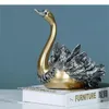 Ornamentos de cisne de resina, conjunto de 2 peças, decoração, artesanato, escultura, modelo, acessórios de decoração para casa, mobiliário, estatuetas, presente 240311