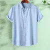Men's Casual Shirts Men Business Shirt Stylish Lapel Collar Summer With Seamless Design Stretchy Fabric For Comfortable