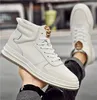 Läderskor 45 Small White Soft Sole British High Top 46 Casual Sports Warm Plus Cashmere 47 Stora brädskor A19