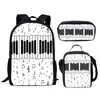Backpack Harajuku Piano Keyboard Music Notes 3D Print 3pcs/Set Student School Bags Laptop Daypack Lunch Bag Pencil Case