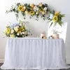 Tulle table skirt high-end gold-rimmed mesh wedding Years party decoration el supplies mesh table skirt table cover 240315