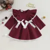 Robes de fille tenue de noël pour bébé en bas âge avec bandeau robe de fille née princesse en dentelle