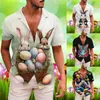 Camisas casuais masculinas homens grandes e altos tee ovo de páscoa impressão camisa de manga curta masculina primavera verão roupa seca