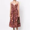 Casual klänningar 2024 Högkvalitativ sommarstrandstil Skär ut frammelös lapptäcke Sun Est Midi -klänning för kvinnor