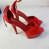 Sapatos de dança clássico vermelho tornozelo cinta 15cm sexy plataforma pólo dança/desempenho/modelo/vestido banquete