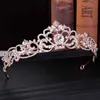 Tiaras Trendy Crystal Crown Rose Gold Bridal Tiara och Crown Hair Accessories for Wedding Bride Kvinnor Hår smycken Huvudstycke Y240319