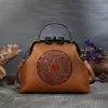 Totes YourSeason Damen 2024 Echtes Leder Haspe Umhängetaschen Rindsleder Lässige Damen Vintage Handgefertigte Totem-Handtaschen