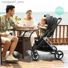 Kinderwagens # Hoge landschapskinderwagen kan zitten en liggen Tweezijdige schokabsorptie Lichtgewicht opvouwbare kinderwagen 3in1 met autostoel L240319