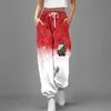 Women's Pants Wide Leg For Women Summer Ladies Casual Christmas Printed High Waist With Pocket Sports Athletic Clothes