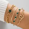 24 pulseira elegante francesa conjunto de quatro com borboleta esmeralda e pulseiras de abertura de diamante