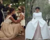 2018 34 Long Sleeves Country Wedding Dresses with Satin Detachable Train Champagne Tulle Bridal Wedding Gowns Custom Made2753661