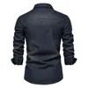 メンズカジュアルシャツ2024スプリングデニムシャツメンズ長袖品質スリムフィットストリートウェアメンズデザイナー衣料カウボーイ