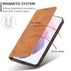 Caseist Luxury Leather Retro Magnetic Flip Wallet Phone Case Stand Holder Card Cash Slots Matte Tyg Mobil Täckning för Apple iPhone 15 14 13 12 11 Pro Max XS XR 8 7 Plus