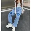 Women's Jeans Invisible Open Crotch Outdoor Sex Patch Ms Straight Leg Pants Cute Casual High Waisted Retro Blue Denim Trousers