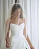 Satin Boho Country A Line Wedding Dresses Strapless High Side Slit Bridal Gowns Sexy Open Back Plus Size Maternity Bride Reeption Robes de Mariee YD