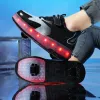 Buty buty w rolce dla dzieci Zdejmowane lampki do koła Rolka buty dla chłopców dziewczęta swobodne trampki USB ładunek LED Flashowanie dziecięce buty sportowe