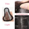 Toppers Real Human Hair Toppers Handmade Invisible Swiss Lace Topper For Women Clips in 3d Air Bangs 10inch Thinning Volume Summer Remy