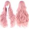 Synthetic Wigs Soowee 80cm Synthetic Hair Long Wavy Cosplay Wig Pink Rose False Hair Wigs-female Green Wigs for Women Peruk 240329