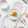 Plates Rose Pattern Dinner Plate SetRomantic Vintage Ceramic Steak Pasta Fruit Salad Cake Cream Soup Bowl Tableware Sets