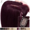 Toppers TESS femmes Topper Clip dans les Extensions de cheveux 7x12.5 cm cheveux Toppers perruques de cheveux naturels 100% cheveux humains pour les femmes pinces à cheveux à Base de soie