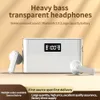 Nya TM11 Square trådlösa Bluetooth -hörlurar i öronhängen Transparent Digital Display TWS Headset High Battery Headphones