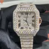 Titta på Pass Diamond Twatchester Luxury Iced Out Fashion Men Watches Bling Dial Bezel Band Black Moissanite