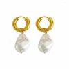 Hoop kolczyki moda Tassel Big Baroque Pearl for Women Girls Punk Ear Party Biżuter