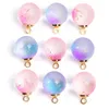 Pendentif Colliers 12mm Lampwork Verre Charmes Multicolore Rond Dégradé Couleur Or Métal Pendentifs DIY Collier Femmes Fête Bijoux Cadeau 10 PCs