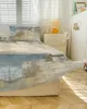 Saia de cama retro país pintura a óleo estilo arte abstrata colcha equipada com fronhas capa colchão conjunto cama folha