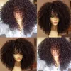 Perruques Afro bouclées crépues de 16 pouces avec frange, perruques en Fiber synthétique douce et moelleuse sans dentelle pour fête Cosplay usage quotidien 240305