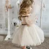 Bébé Fille Princesse Hors Épaule Tutu Robe À Manches Longues Enfant Vintage Gaze Tulle Robe Fête De Mariage Anniversaire Robes 1-14Y240311