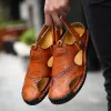 Laarzen mannen sandalen echt leer 2022 zomer buiten mannen strand sandalen grote maten 3848 mode sandalen slippers man schoenen