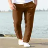 Pantaloni da uomo in cotone e lino primaverili ed estivi Pantaloni da uomo traspiranti in tinta unita autunno Fitness Streetwear S3XL 240313