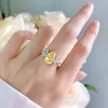 Cluster Rings 2024 S925 Silver 8 12 Radiant Yellow Diamond High Carbon Small And Beautiful Design