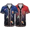 カサブランカTシャツ秋のカサブランカデジタルスプレープリントメンズフローラルファッション半袖Tシャツ