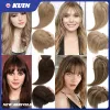 Topper Seidenbasis Toper Clip in echten menschlichen Haaren Perücken Frauen Toupee Haarstück mit Pony Blonde Haaropper für Frauen Haarverlängerungen