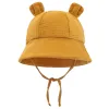 Spring Autumn Solid Color Soft Baby Bucket Hat Cotton Fisherman Hats Kids Summer Toddler Boys Girls Panama Sun Cap 2022 NYTT