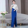 Ethnic Clothing 2024 Chinese Vintage Dress Improved Cheongsam National Flower Embroidery Stage Oriental Banquet Evening Vestido