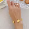 Designer smycken armband retro charm klöver armband 18k smycken rostfritt stål guld agat kvinnor bröllop fest smycken gåvor
