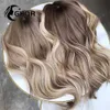 Perucas sintéticas Destaque Cabelo Humano Lace Frontal Peruca Marrom Cinza Loira Full Lace Peruca de Cabelo Humano Onda Natural HD Renda Transparente Branqueada Sabe 240328 240327