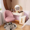 Furniwell Armless Cute Modern Adjustable Swivel Padded Fabric Vanity Task Computer Chair Home Office Desk Chairs with Wheels (pink)