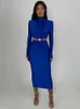 Mozision Elegant Hollow Out Sexy Maxi Dress for Women Autumn Winter Turtleneck Long Sleeve Bodycon Club Party 240305