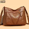 Women Bag Multi Pocket Pu Leather Shoulder Bags Female Vintage Messenger Designer Crossbody Womens Black Hobos 240305