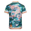 Casa Blanca t-shirt Casablanca Dragon Rouge Style Sicilien Île Soie Unisexe Hawaïen Chemise À Manches Courtes pour Hommes D'été