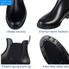 Botas Crestar Women Fashion Chelsea Rain Boots básico Botas de tornozelo brilhantes sapatos impermeáveis com as botas confortáveis da faixa elástica